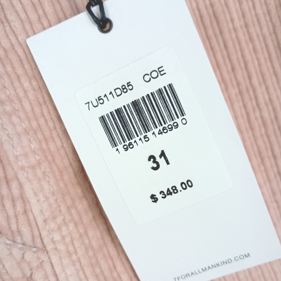NWT 7 For All Mankind  Wide Leg Corduroy Easy Trouser in Cameo Rose  31 🌸 $348 - Picture 9 of 12